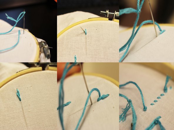 For the next stitch, start next to the middle of the back stitch