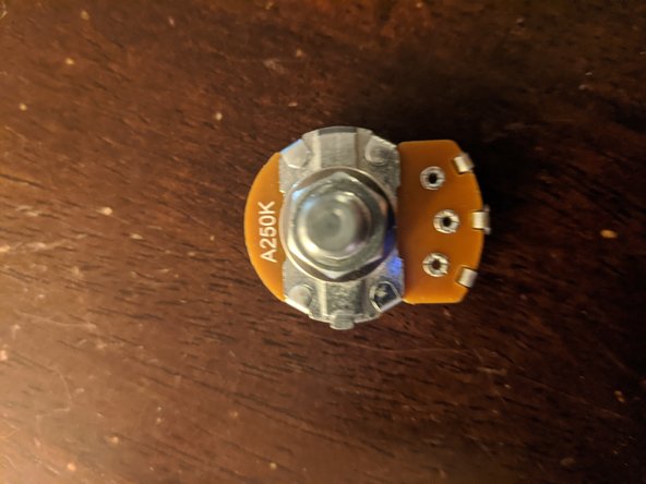 These are your knobs that control volume, gain, etc. They come all ranges of current, and in two main types: Audio (with markings beginning with A) and Linear (with markings beginning with B).