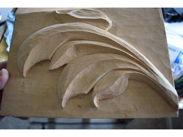 This is an earlier carving, but this one will end up very similar. Even though the cut depth is only a quarter inch it looks very deep and dramatic, you don't need a lot of depth to come up with good contrast!