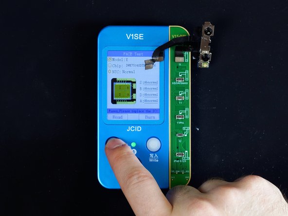 Plug the front camera into the JC programmer again and click ‘read’. Once read, disconnect from the Programmer.