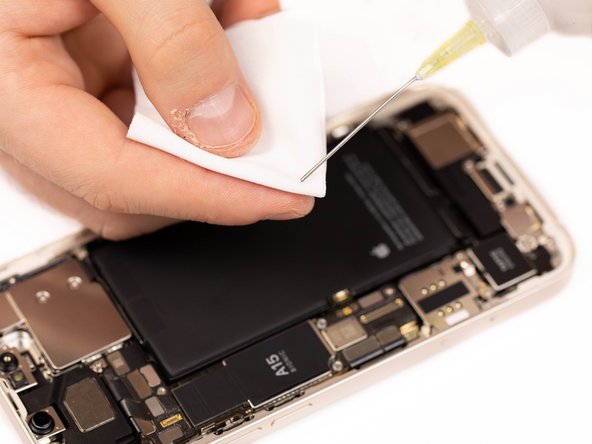 Clean the areas of the case where you removed the adhesive with a lint-free cloth and some IPA. This will prep your surface for your new adhesive.
