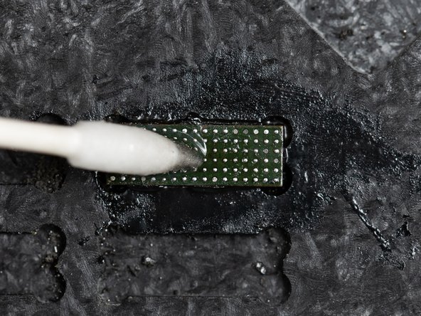Clean your chip with IPA and a cotton bud to remove any excess flux and underfill.