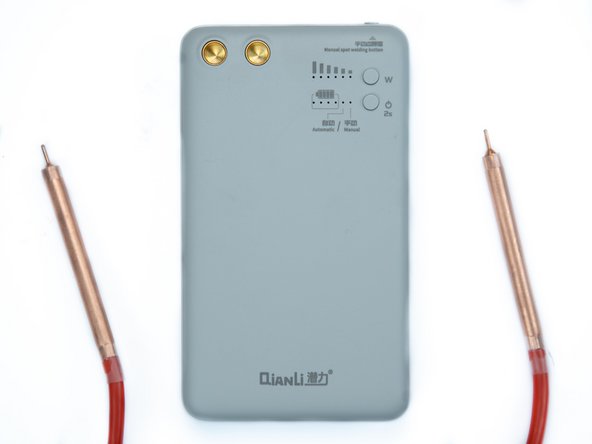 Set up your spot welder to the correct setting and plug the cords in.