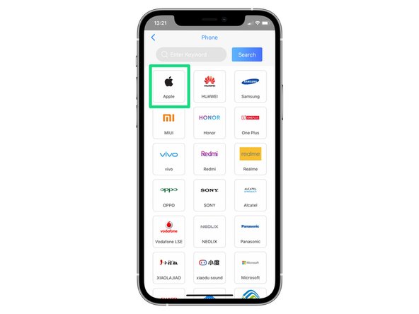 Choose your devices make. We're choosing 'Apple'.