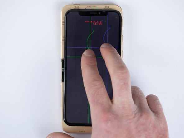 To switch to touch track mode hold the 'MODE' button on the top left of the testbox.