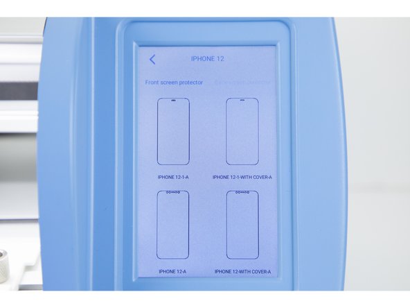 In this example for the iphone 12, there are 4 different types of cuts for clear and anti blue hydrogel films.