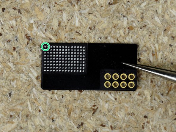Once the tag on is fully clean it's ready to have the IC soldered to it. Please note the orientation should be that the dot of the IC is on the top left hand corner of the tag on flex.