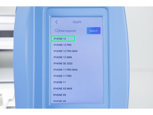 Choose your devices model. We're choosing 'iPhone 12'.