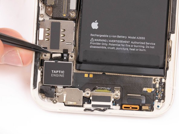 Using the tip of a spudger or tweezers, pry the Taptic Engine flex out of its socket.