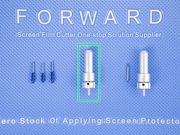 The first (furthest left) are three replacement blades, a great purchase if you are cutting a lot of films and don't want to be stuck with a blunt blade anytime soon.