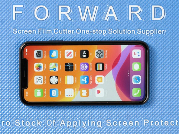 Apply a peelable tab to one of the bottom corners of the front film. This will allow us to peel off the final protective layer sitting on top of the film.