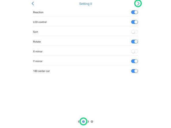 When you get to setting 3, press the reset button. The machine will turn off and restart, and the new settings will take effect.