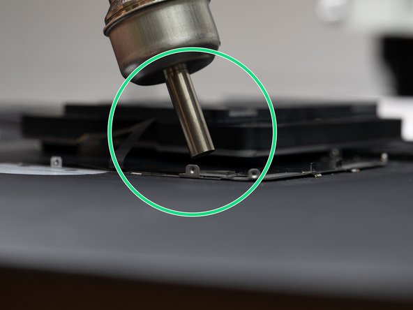 Adjust your heating distance to bring your heat gun in to around 1-2cm away from the chip.