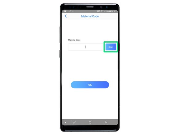 Next, click 'Scan' to scan the QR code on the product you'd like to add to your machine.