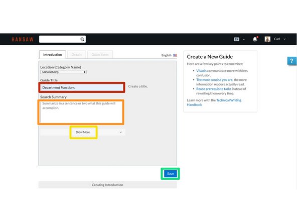 Enter a Title for your new guide.