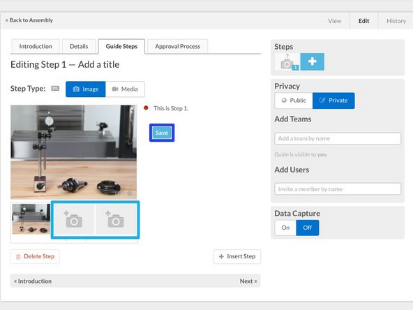 Click the image or media placeholder to open the Media Manager.