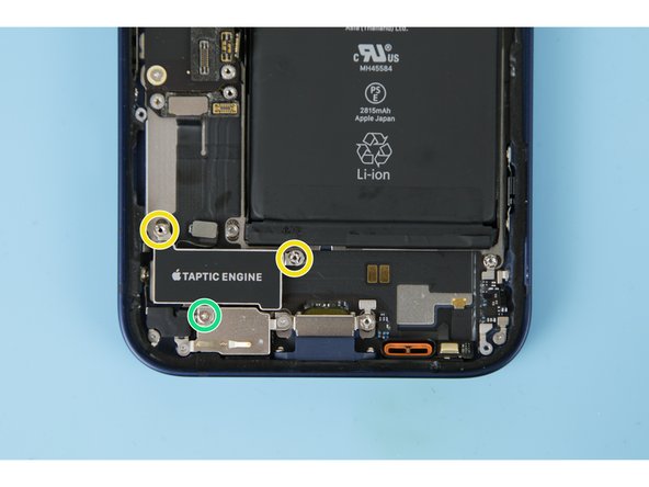 Using a screwdriver, remove the three screws securing the taptic engine.