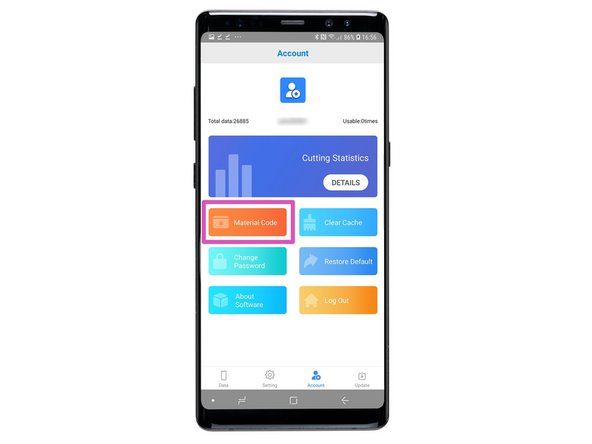 A new menu will pop up, click Material Code.