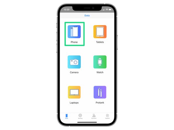 After logging in you'll be brought to the main menu. Choose the type of device you are using. For this example we'll choose 'Phone'.