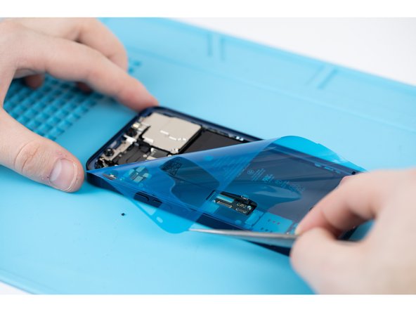 Use tweezers to peel away the protective cover from the adhesive.