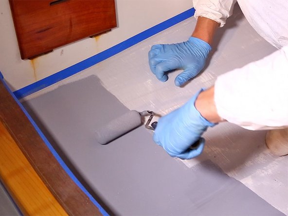 Apply 1-2 coats of bilge paint by brush, roller, or spay.  Pay close attention to overcoating times and temperatures.