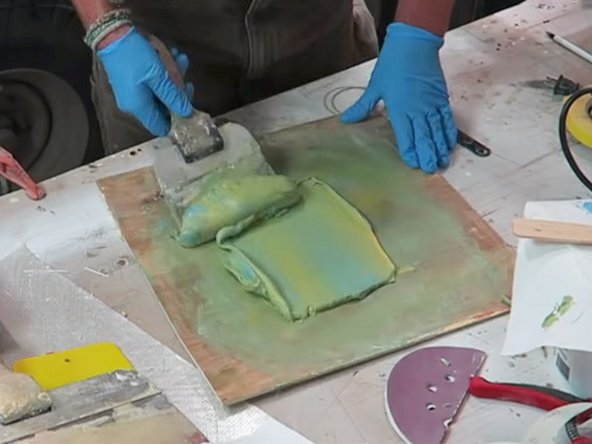 Mixing Tip: While mixing, be careful not to  mix too vigorously because doing so may whip excessive air into the mixture. Excessive air can cause bubbles and voids that result in an uneven surface after sanding.