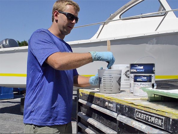 Use a clean, dry, wooden stir stick to mix both components thoroughly.