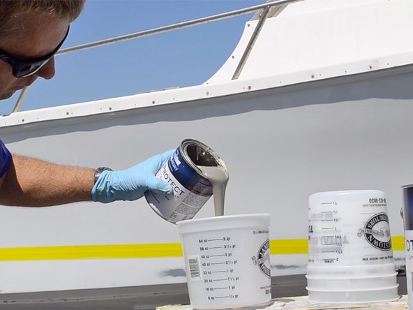 For smaller applications, pour the desired amount of TotalProtect into a clean, dry, disposable mixing pot. Always dispense the proper amount of base and curing agent, which is 3 parts base to 1 part curing agent.