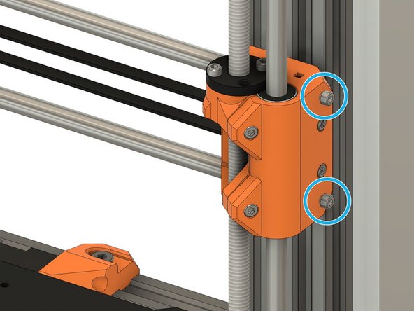 Thread two M3x10 screws in the x_end_idler. Don't tighten them fully yet, it will be done on the next step.