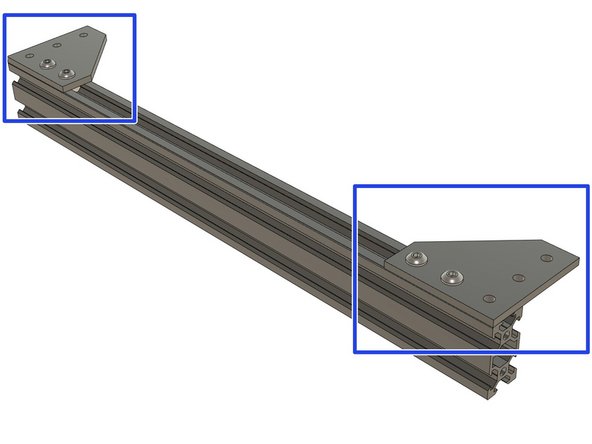 Bolt 2x joining plates on the t-nuts using 4x M5x10mm screws. Do not tighten them fully yet.