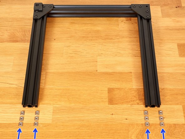 Prepare 12x t-nuts and test them individually with an M5 screw. This is a little tip to avoid having to redo all the hard work of squaring the frame if a t-nut is defective. You can thanks 3DMN for this handy tip :)