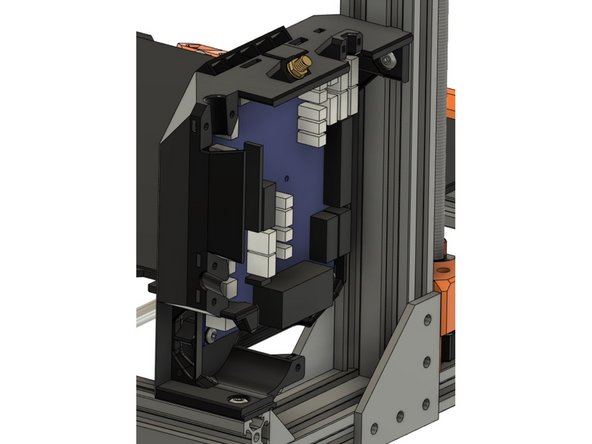Insert a T-nut in the top slot of the extrusion and attach it to the screw we have just inserted. Do not tighten the screw yet.