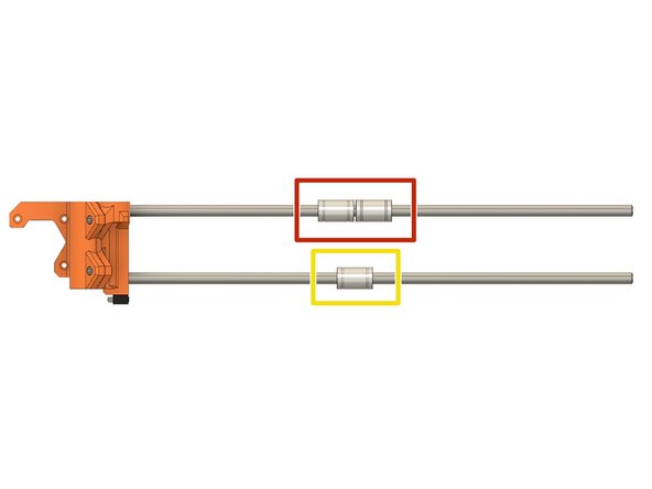 Insert two LM8UU linear bearings on the top smooth rod.
