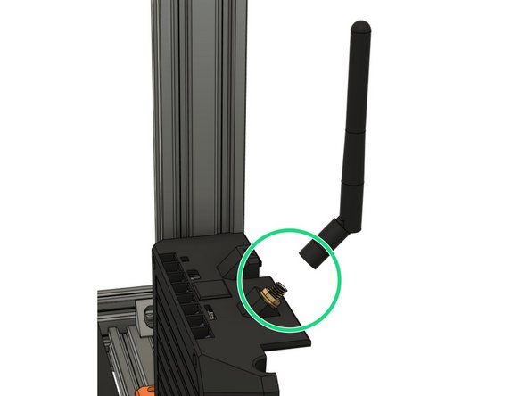 Screw the antenna on the thread sticking out of the case. Make sure it is secured firmly but do not over-tighten, not much force is needed.