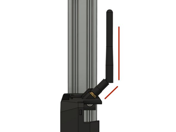 We recommend to angle the antenna as shown in picture 2 as this will prevent it from sticking out of the frame too much. Otherwise you might damage it while working on or moving the printer later.