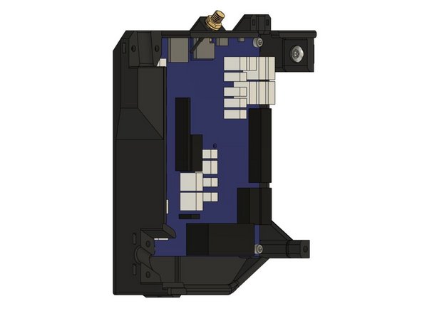 Insert a M5x8mm screw into the pocket on the top of the case. We will use this screw to secure the case to the Z extrusion on the frame.