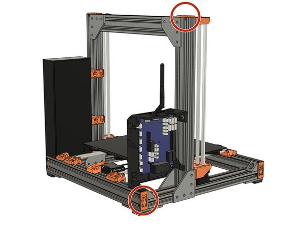 Re-attach the end caps on both the left Z extrusions and the extrusion on the back of the XY-frame.