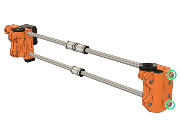 In this step we prepare the X axis for later assembly on the Z axis.