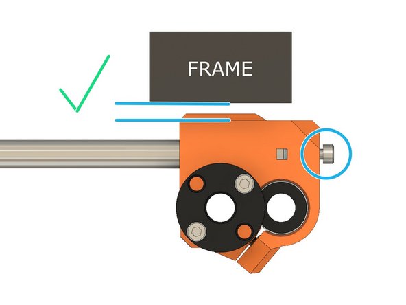 Adjust both M3x10 screws to have the x_end_idler parallel to the frame.