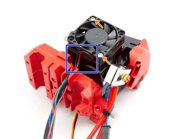 Do not use the Noctua coming with your Prusa printer, it is not strong enough for the Hemera. As of today the E3D fan specs are unknown and so we recommend to use the fan that comes with your Hemera.