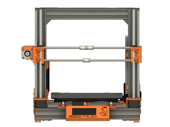 Continue to rotate both lead screws, by hand, to move the X axis assembly down by a few centimetres.  If the X rods are not parallel with the top of the Z axis, rotate a lead screw on one side only, until the X axis assembly is parallel to the top of the Z axis.
