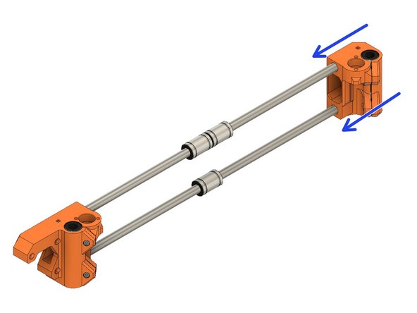 Insert both rods simultaneously into the x_end_idler and provide even pressure to force the rods all the way in.