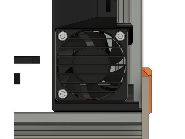 Attach the Noctua fan and the board_fan_grill to the case with 3x M3x18mm screws.