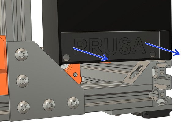 Remove the PSU cover (with Prusa logo) by unscrewing the 2x M3x10 screws.