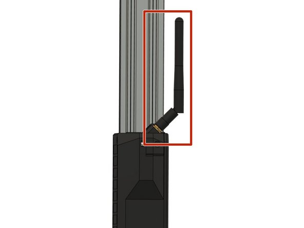 We recommend to angle the antenna as shown in picture 2 as this will prevent it from sticking out of the frame too much. Otherwise you might damage it while working on or moving the printer later.