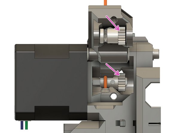 Using the Bondtech set screw, carefully center the filament on the drive teeth.