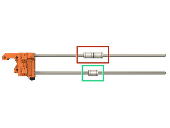 Insert two LM8UU linear bearings on the top smooth rod.