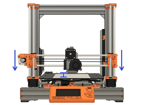 Using the screen menu, move the X axis up until it crashes in to the Z tops. The stepper motors will skip, making a noise - this will not damage the motors.