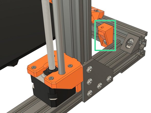 Slide 1x t-nut into the lower channel of the rear extrusion, from the right side of the frame.