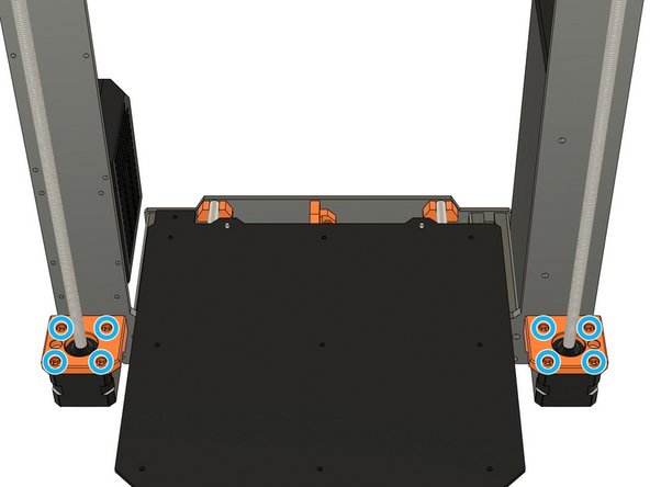 Unscrew the 8x Z motors screws. Be careful, the motors will fall down!